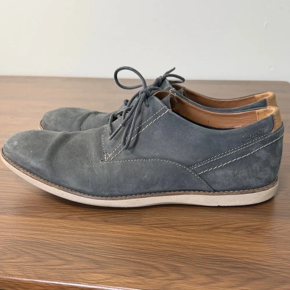 Clarks Men's Dark Gray Suede Oxfords Sz 12‎